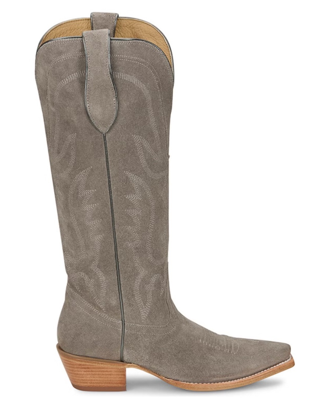 Tony Lama Taupe Embossed Western Knee Boots size 9 - Picture 3 of 9